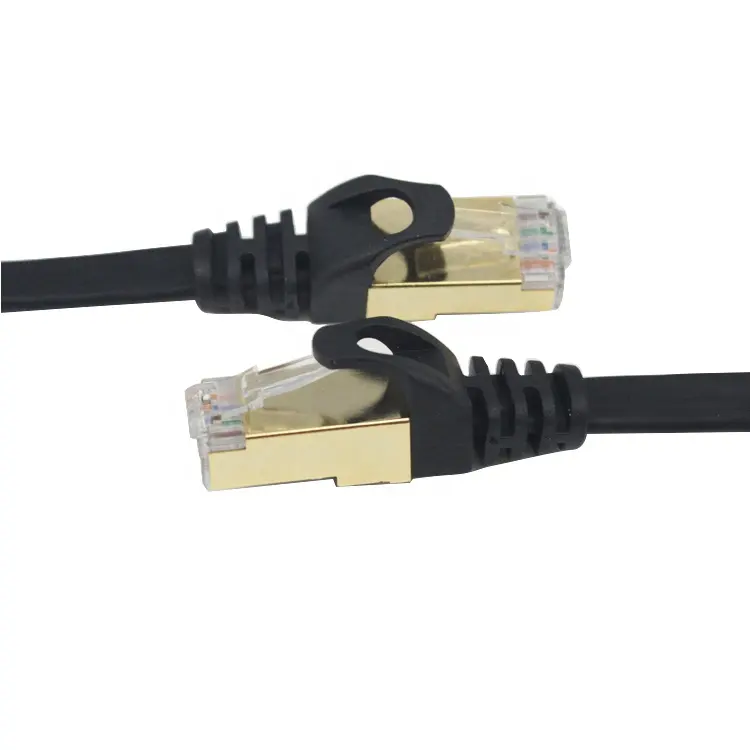 STP מסוכך כבלי 32AWG שטוח Ethernet Cat7 מצופה זהב <span class=keywords><strong>RJ45</strong></span> מחבר
