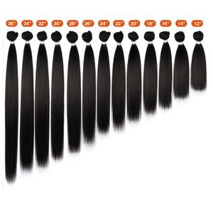 Rebecca Giá Rẻ Xương Thẳng 12 Đến 36 Inch Tự Nhiên Màu Đen Ombre Vàng Chịu Nhiệt Sợi Với Đóng Cửa Tổng Hợp Bó Tóc - Product Image 3