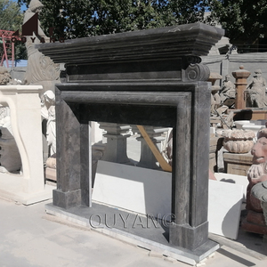 QUYANG Custom French Home Decoration <strong>Large</strong> Freestanding <strong>Fireplace</strong> <strong>Mantel</strong> Black Antique Marble <strong>Fireplace</strong> Surround - Product Image 3