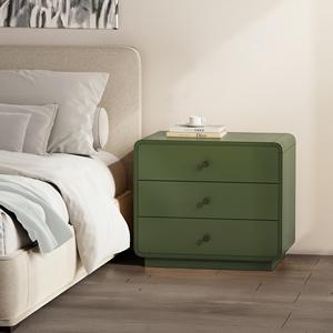Green Nightstand With Three <b>Drawers</b> Modern <b>Storage</b> Unit Bedroom Furniture - Product Image 2