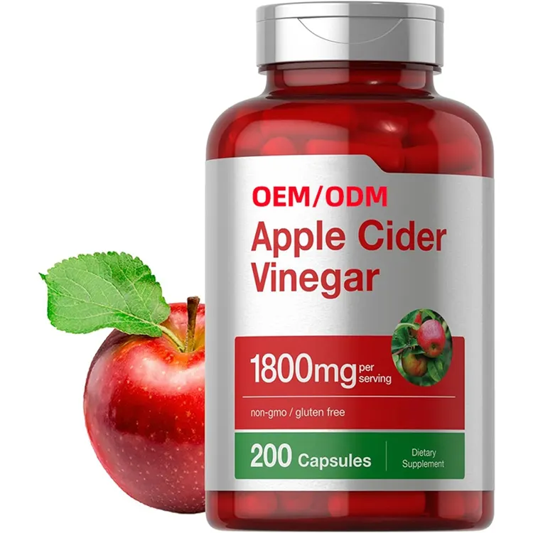 Cápsulas de vinagre de sidra de manzana 1800mg 200 pastillas Suplemento sin gluten sin OGM