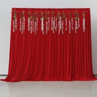 Offre Spéciale élastique lait soie voile mariage hôtel plafond vague décoration fenêtre fond extensible rideaux mariage