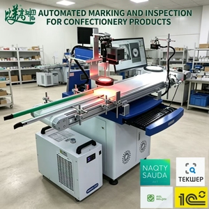 Machine de marquage laser pour confiseries, compatible avec plusieurs boîtes de bonbons, positionnement automatique, codage de date et de lot, machine de rejet automatique des défauts - Product Image 1