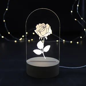 New Design LED Mood Lamp Wooden Base With Acrylic 3D Night Light For Bedroom Decoration