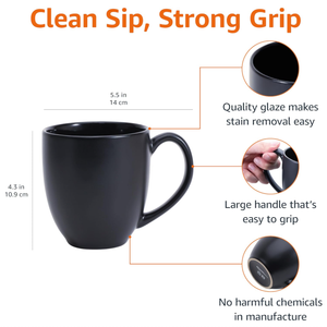 Tazze da Caffè Moderne con Manico per Tè, Latte, Cacao, Caffè, Tazza in Ceramica da 16 oz per Uomini, Donne, Papà, Mamma, Migliori Regali - Product Image 4