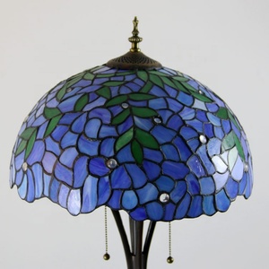 Lámpara de Pie LongHuiJing Personalizada de 16 Pulgadas, Tradicional, con Vidrio Teñido LED, Base de Resina Azul Glicinia, Luz Blanca Cálida de 2700K, 600 CRI - Product Image 4