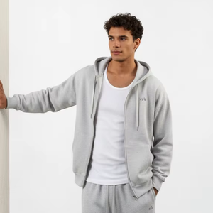 Felpa con Cappuccio Stile Americano Autunno Inverno, Pesante con Stampa Lettering, Foderata in Pile, Casual con Zip, Cappotto Oversize Unisex - Product Image 1