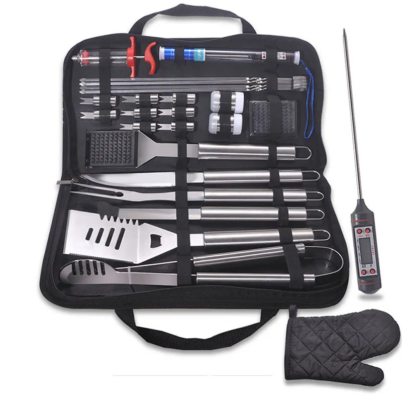 WSY Wholesale Premium Stainless Steel Grill Set Heavy Duty BBQ Tool Set with Aluminum Case and Apron