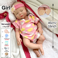 Poupée Reborn en Silicone Imperméable de 46 cm, Fille Endormie, Conçue pour le Bain Interactif Parent-Enfant, Jouet de Bain, Objets de Collection pour Artistes
