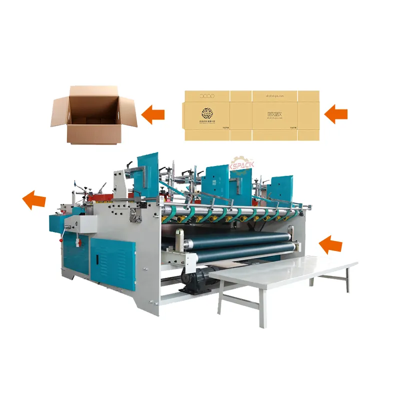 Machine automatique de fabrication de boîtes en carton Machine de fabrication de boîtes en carton, pliage, collage et couture pour la fabrication de boîtes en carton