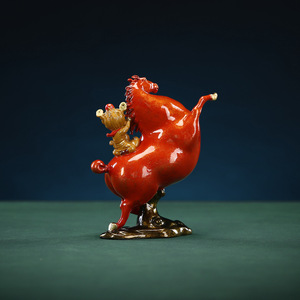 Statue de singe porte-bonheur Feng Shui traditionnel chinois en laiton, animal du zodiaque peint, décoration de bureau et de maison, pour le succès professionnel et la prospérité - Product Image 6