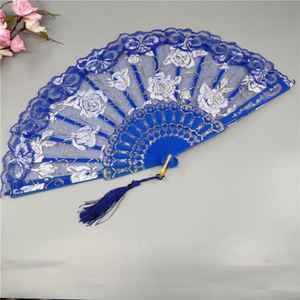 Abanico Plegable Artesanal de Bambú de 23cm con Bordado Español Personalizado para Novia, Arte Folclórico, Música, Negocios, Portátil, Promocional - Product Image 5