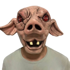 Película de <span class=keywords><strong>terror</strong></span> Papel Máscara de látex personalizada Sierra aterradora Cabeza de cerdo Máscara de animal Accesorios de disfraz Halloween novedad máscaras faciales engranajes de fiesta - Product Image 5