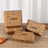 Caja de Papel Kraft Desechable para Hamburguesas, con Forma de Concha, Impresión de Logotipo Personalizado, Contenedor Ecológico para Llevar Comida para Restaurantes