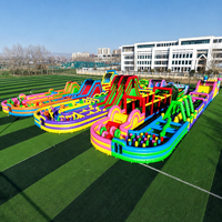 Parcours d'obstacles géant gonflable en PVC commercial, équipement de parc d'attractions, parc à thème gonflable extérieur, Fun City pour enfants et adultes
