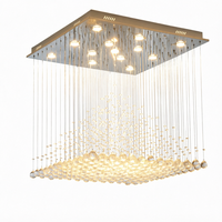 Lustre moderne en cristal avec structure en fer, éclairage LED AC 220V pour salon, plafond haut, taille moyenne, fait main, faisceau 360°
