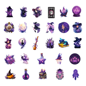56 Pegatinas <span class=keywords><strong>de</strong></span> Vinilo con Diseño <span class=keywords><strong>de</strong></span> <span class=keywords><strong>Bruja</strong></span> Morada Oscura para Equipaje, Diarios y Portátiles, Manualidades - Product Image 2
