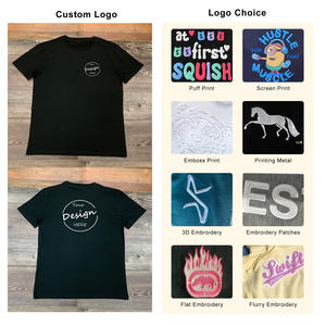 Camisetas de algodón 100% de alta calidad para hombre, serigrafía personalizada, manga corta, ecológica, suave, transpirable, ajuste Regular, informal, negro - Product Image 2