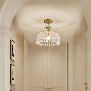 Lustre Rétro Français en Cristal, Source Lumineuse LED Ronde E26, Luminaire Simple pour Entrée et Couloir - Product Image 1