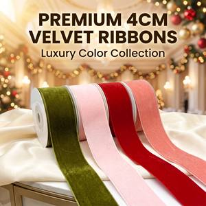 Pita Beludru CHANG YUAN 4CM Satu Sisi, Gulungan Pita Beludru Lembut untuk Pembungkus Kado Bunga, Ikat Rambut, Dekorasi Natal dan Liburan - Product Image 5