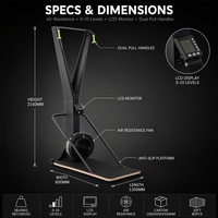 Reyk Reyk09 Machine de ski aérien électrique, équipement de gym à domicile, écran LCD, moniteur de fréquence cardiaque sans fil, aluminium, unisexe, non pliable