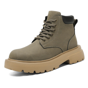 Botas de Piel Impermeables Antideslizantes con Suela Gruesa y Diseño para Aumentar la Altura, con Cordones, para Hombre, Otoño/Invierno, Uso Casual - Product Image 2