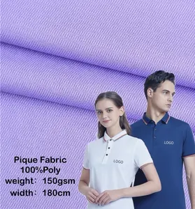 2024 OEM Pique Fabric Polyester Spandex Breathable Dry Fit Pique Fabric Coolmax Breathable Wholesale For Golf Polo T shirt