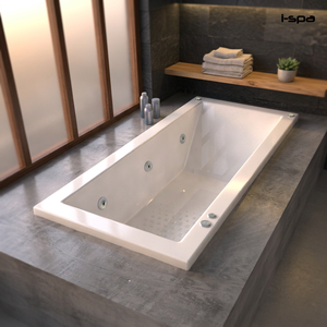 Baignoire de massage rectangulaire moderne en acrylique avec jets d'air et hydromassage, type encastrable I-Spa CUTE 01 pour hôtel, villa et spa - Product Image 1