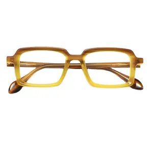 Gafas ópticas de acetato rectangulares personalizadas Unisex Hengtai, montura de gafas redondas de cara pequeña con estilo ovalado