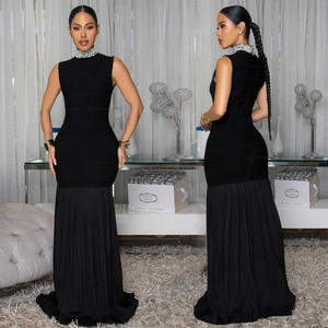 Gaun Maxi Wanita Desain Khusus 2026 Pengiriman Cepat Gaun Hitam Lipit Bodycon untuk Liburan Musim Panas Pesta Ulang Tahun - Product Image 1