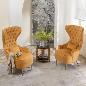 Hiện đại chân thép không gỉ bọc chần nhung cao wingback ghế phòng khách Ghế Sofa ghế giọng giải trí ghế bành