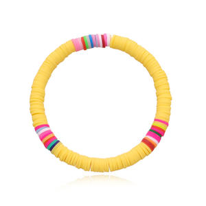 Bracelets de surfeur recyclables de 6 mm en argile polymère arc-en-ciel, extensibles écologiques en perles, cadeaux de plage - Product Image 4