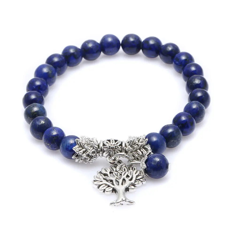 Tree of Life Lucky Stone Bracelet Reiki Healing Crystal Gemstone Dangle Charms Pendant Birthstone Bracelet CLLB042