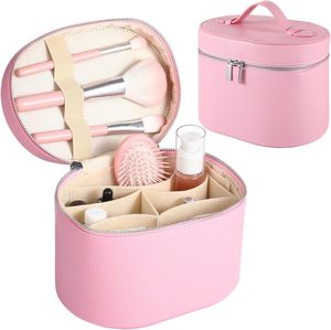 Custom Makeup Bag <b>Small</b> Cosmetic Bag with <b>Mirror</b> Double Layer Zipper Travel Portable Makeup Case Makeup Organizers - Product Image 2