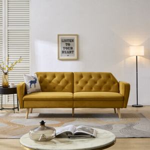 Canapé 2 places tendance, ergonomique, avec dossier incurvé, canapé-lit rafraîchissant en velours, sans assemblage requis, pour salon et maison - Product Image 1