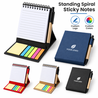 Bloc-notes pliable pour bureau debout avec notes adhésives et stylo, 5 marque-pages colorés, logo personnalisé, pour étude et bureau