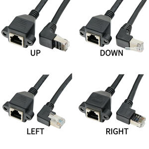 Câble d'extension réseau RJ45 coaxial personnalisé avec gaine PVC, 1FT 3FT 5FT 8FT, coudé gauche/droite/haut, mâle vers femelle, pour montage sur panneau - Product Image 3