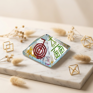 Pirámide Portátil de Piedras Preciosas, Set Decorativo Hecho a Mano con Símbolos Grabados, Decoración para el Hogar, Arte Curativo de la Nueva Era, Coleccionable, Reiki Usui - Product Image 1