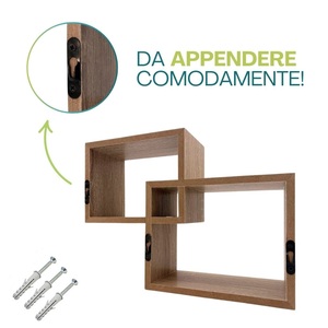 Ensemble de 2 étagères murales rectangulaires en bois emboîtables 30x9,5x22 cm gris tourterelle décoratives - Product Image 5
