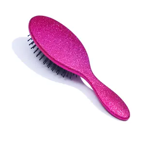 Bling Bling naylon top uçlu Detangling masaj fırçası kavisli havalandırmalı kıvırcık saç için iğneli fırça plastik havalandırma saç fırçası