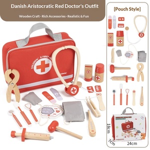 Ensemble de jeu de simulation de <span class=keywords><strong>docteur</strong></span> <span class=keywords><strong>en</strong></span> <span class=keywords><strong>bois</strong></span> pour enfants, outils médicaux éducatifs, jouets de jeu de rôle - Product Image 1