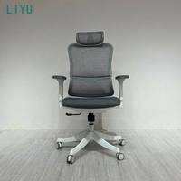 Chaise de bureau ergonomique LIYU avec appui-tête réglable et soutien lombaire, chaise de bureau en maille à dossier haut pour le bureau, norme BIFMA