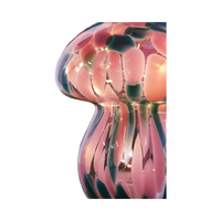 Lampe de table de chevet champignon bleu moderne Style postmoderne Petit bureau de chevet en verre avec abat-jour ovale alimenté par batterie pour chambre à coucher