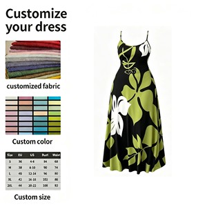 Abito Lungo Estivo da Donna con Spalline Sottili, Stampa Floreale Nera e Verde, Scollo a V, Linea ad A, Senza Maniche, per Vacanze e Occasioni Casual - Product Image 4