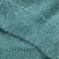 Polo en maille de mohair brossé de luxe sur mesure pour homme, pull doux en laine mohair à boutons, tricoté et duveteux