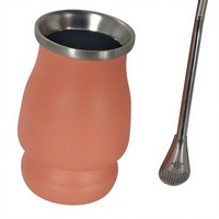 Venta al por mayor de fábrica: Mini taza de acero inoxidable de doble pared con aislamiento al vacío de 240 ml para yerba mate, con bombilla y pajita, ideal para fiestas.