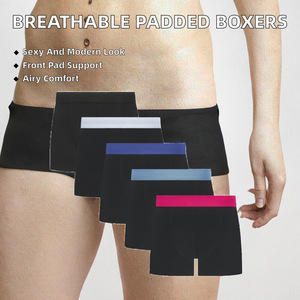 Calzoncillos bóxer sexys para hombre con almohadilla realzadora de poliuretano transpirable de punto y acolchado frontal - Product Image 2