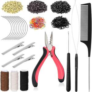 Kit de Herramientas para Extensiones de Cabello Obexa OBB-39493, 600 Anillos Metálicos de Silicona, Alicates, Ganchos, Agujas, Clips, Hilo, Instalación y Extracción - Product Image 1
