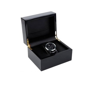 Caja de Reloj de Madera Negra de Lujo para un Solo Reloj, con Acabado Protector de Pintura Piano Brillante, Logotipo Personalizado - Product Image 2
