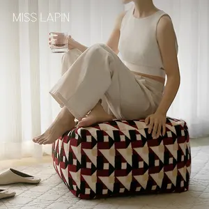 MISSLAPIN Pouffes Footstool Bean Bag Cover For Couch Footrest Round Pouf Ottoman